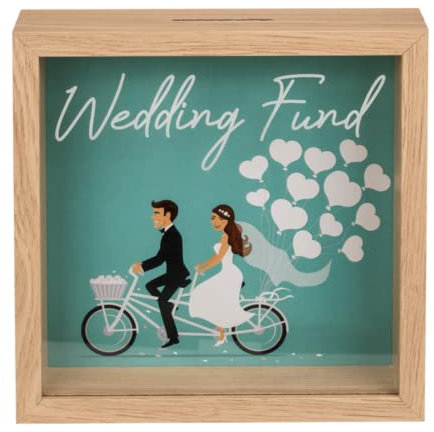Spardose aus Holz, Spardose für Hochzeiten, lustiges Design, 20 x 20 cm, mit Haken zum Aufhängen.