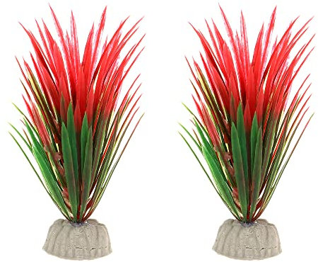 VOCOSTE 2 Pcs Aquarium Plants, Artificial Fish Tank Plant, Red
