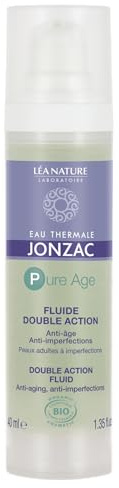 Eau thermale Jonzac | Fluide Double Action – Pure Age | Anti-imperfections & Anti-âge | Réduit & Corrige les imperfections | Certifié bio | 40 ml