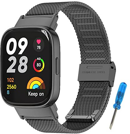MIJOBS Redmi Watch 3 Correa,Pulsera Acero Inoxidable Metal Replacement Band Compatible para Xiaomi Redmi Watch 3 Correa Pulsera