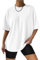 AirMood Womens Oversized Loose Fit T Shirts Tops Summer Short Sleeve Oversize Tee Tshirt (White,M)