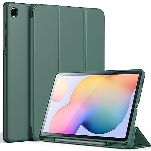 CACOE Hülle Kompatibel mit Samsung Galaxy Tab S6 Lite 2024/2022/ 2020 10.4 Zoll mit stifthalter, Standfunktion und Weicher TPU Rückseitiger Abdeckung,Nachtgrün