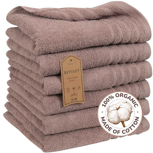Betully 50x100 cm Handtücher Set 6 Stück aus 100% Baumwolle Schnelltrocknendes 500 gr/m² Türkisches Baumwolle Gästehandtücher Set (Beige)