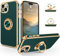SouliGo iPhone 15 Hülle, iPhone 15 Handyhülle Slim weiche TPU Silikon Case Cover mit 360 Grad Ring Halter Ständer stabil Kratzfest Hülle für iPhone 15 Grün Gold