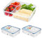 HOMESHOPA Plastic 2 Pack Airtight Compartments Containers with Clip Lock Lids, Food Storage Meal Prep Lunch Box for Kids Adults, Clear Reusable Leak Proof BPA Free Microwave Freezer & Dishwasher Safe