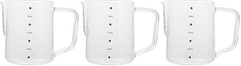 BESTonZON 3 Stk Blumenbecher ziehen Miniatur-Blockhütte durchsichtiger Behälter mit Deckel Kaffeetasse Wasserkocher Wasserkessel hitzebeständige Tasse Milchbecher mit Skala Multifunktion