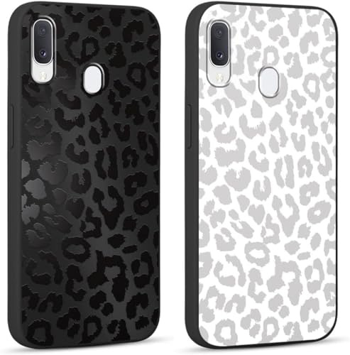 Yoedge 2 Stück HandyHülle für Samsung Galaxy A20e Hülle 5,8, Schutzhülle für Samsung A20e Case 3D Leopard Muster Design Aesthetic Mädchen Junge Geschenk Weich TPU Silikon Stoßfest Cover, Schwarz