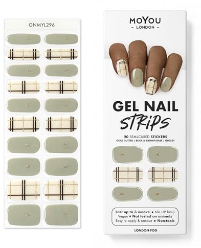 MOYOU LONDON Halbgehärtete UV Gel Strips - 20 Stück - Gel-Nagelfolien UV Härtend für Maniküre in Salonqualität - London Fog