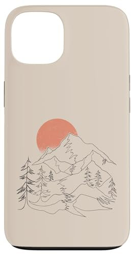 Hülle für iPhone 13 Retro Berg Himmel und See Beige