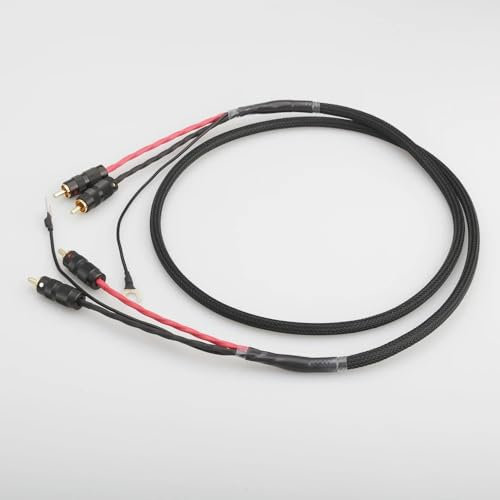 2 RCA to 2 RCA ground U spade plug Audio Phono Tonearm Cable with Ground Wire for LP Vinyl Record player signal cable (Size : 0.5m)