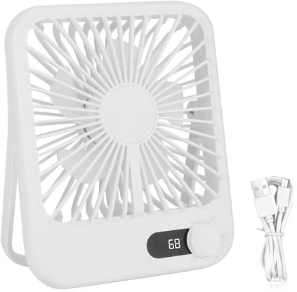 Kinberry Desk Fan Portable Personal Fan 2000mAh USB Rechargeable Cooling Table Fan 4 Speeds Adjustable Ultra Quiet Foldable Desktop Mini Fan for Home Office