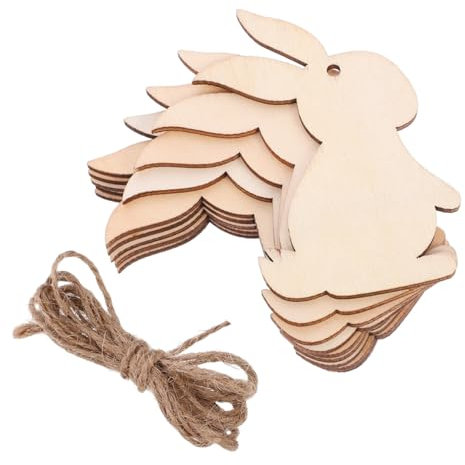 Garneck 30 Stücke Ostern Handwerk Holz Scheiben Tempel Bunny Geformt Holz Ausschnitte Für Dekorationen