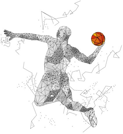 SUPERDANT Basketball Wall Stickers Geometry Basketball Silhouette Wall Decal Gym Wall Sticker Vinyl Wall Decor Black Wallpaper for Bedroom Living Room Home Decorations Basketball Fan Gifts