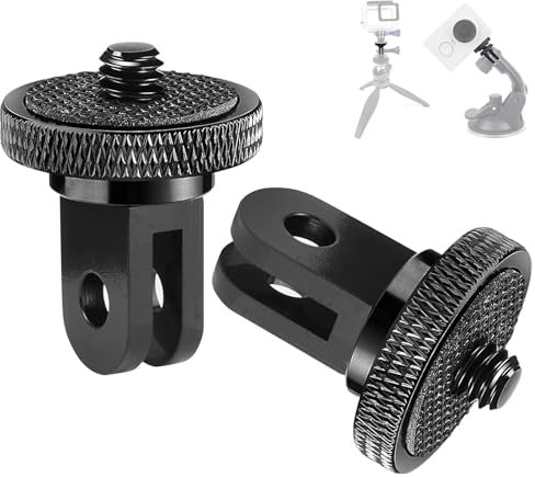 2 Pezzi Adattatore in Alluminio da 1/4-20 Pollici Adattatore per Treppiede Accessorio per Fotocamere d'azione Go pro Insta360 per FotocameraSony, SJCAM, SJ4000, Xiaomi, Xiaoyi Adattatore per Camera