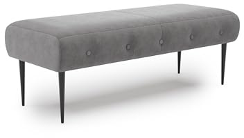 CAVADORE Sitzbank Amba, Trendige Polsterbank 2-sitzig für Küche, Esszimmer oder Wohnküche / Küchenbank passend zum 2-Sitzer Amba / 119 x 52 x 54 / Flachgewebe: Dunkelgrau