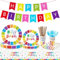FAELNK 122 Piezas Juego de Vajilla de Fiesta de Cumpleaños Vajilla de Fiesta Rainbow Paja de Papel Servilletas Mantel Cumpleaños Platos Fiesta 20 Invitados