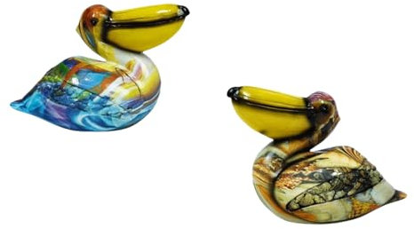 YOYUMI Statue Bunte Pelikan-Ornamente Aus Kunstharz Hauseingang Wohnzimmer Büro Schreibtisch-Dekoration Perlmuttartig