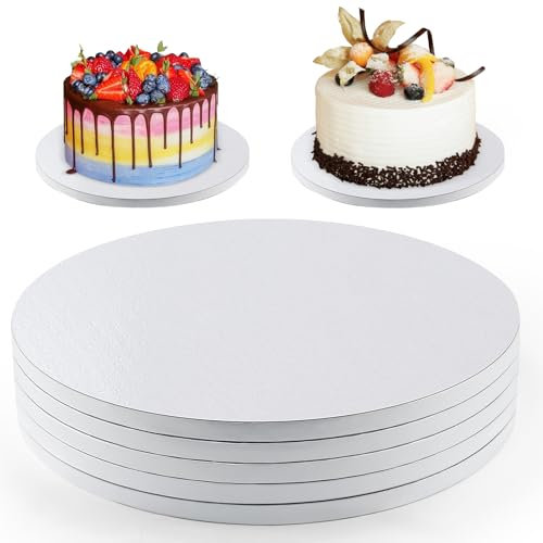 NAROSEBE 5 Stück Cake Board Tortenplatte Tortenunterlagen Pappe Wiederverwendbar 12 mm Cakeboard Rund 30 cm Kuchenplatte aus Pappe Torten Cake Board für Transport Kuchen und Torten