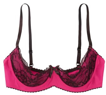 Kvysinly Sexy Dentelle Soutien Gorge Ouvert Femme Sexy Bra Push Up Brassière Sein Nu Bandoulière Soutien-Gorge Réglable sans Doublure Rose Vif 4XL