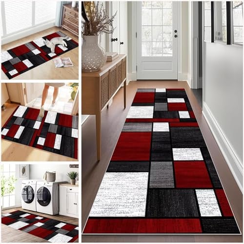 Ruxevnsy Teppich Läufer Flur Lang, Teppichläufer rutschfest Küchenteppich 60 x 300 cm Waschbar Flur Läufer Teppich, Flurläufer Lang Korridor Teppich Läufer für Küche, Eingang, Wohnzimmer Schlafzimmer
