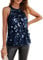 Damen Pailletten Oberteil Rundhals Bluse T-Shirt Ärmellose Tank Tops Casual Oberteile Marineblau M
