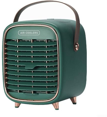 Condizionatore d'aria portatile, unità CA ricaricabile tramite USB, mini ventilatore da 2000 mAh, 3 velocità, raffreddamento ultra silenzioso per stanza, casa e ufficio (verde)