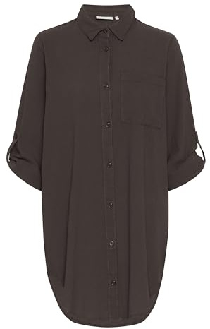 KAFFE Langarm - Hemd KAnaya Damen Hemd Langarm Kragen Lang Casual Hemdbluse 40, Black Oyster
