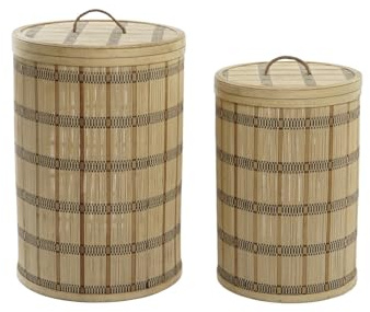 CESTA SET 2 BAMBU 40X40X63 CON TAPA NATURAL MARRON