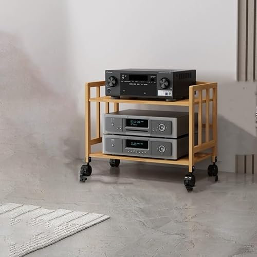Moderno 2 Legno Metallo Media Console Cabinet Audio Video Stand Stereo Rack per Lettori DVD/Console di Gioco Mensola Regolabile 70cm Lunghezza