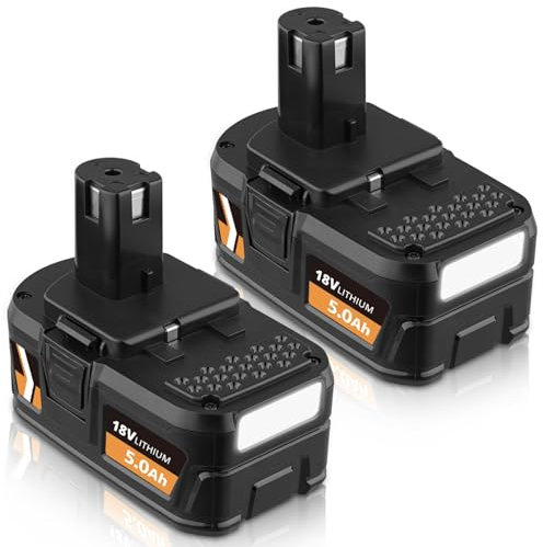 FERRYBOAT 18V 5,0Ah Ersatz für Ryobi 18V Akku Kompatibel mit Ryobi 18 Volt Lithium-Ionen P102 P103 P104 P105 P107 P109 P190 P191 P122 Akkus 2 Stück