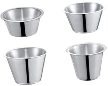 SOIMISS 4pcs Stainless Steel Sauce Cups Condiment Ramekins Lids for Dinner Party