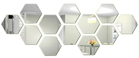 12 Stück Sechseckiger Spiegel Wandaufkleber, HD Acryl Wandspiegel Klebespiegel, Spiegel Wandaufkleber für Kinderzimmer,Schlafzimmer,Home Wohnzimmer für Handwerks- und DIY -Projektvorräte (4.6x4cm)