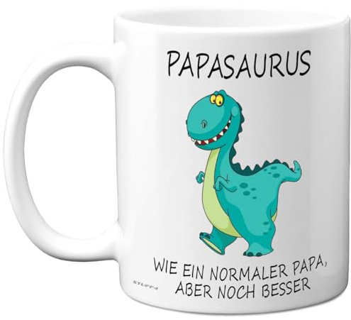 Papasaurus Tasse Papa Geschenk – Lustige Vatertag Geschenke für Papa, Geburtstag Vater, Weihnachten – 11oz Kaffeetasse Keramik, Mikrowellen- & Spülmaschinenfest, Geschenk von Kindern