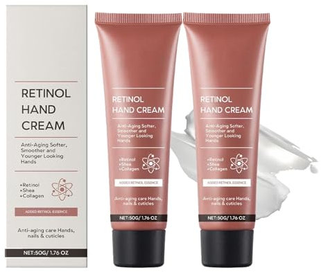 Retinol Handcreme, Weiche, Nahrhafte Hand, Leichte Anti-Aging-Hand-Feuchtigkeitscreme für Handfalten, Handcreme Anti Aging, 24H Feuchtigkeit für straffe & jugendliche Hände, Protect Skin & Nails (2)