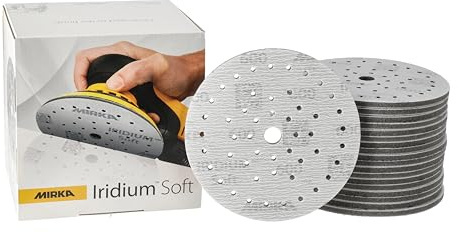 Mirka Schleifscheiben Iridium Soft Ø 150 mm Korn P600 Klett Multifit 20 St | Schaumbasiertes Schleifmittel für präzises Finish Klarlackschliff Karosseriereparatur Hand- und Maschinenschliff