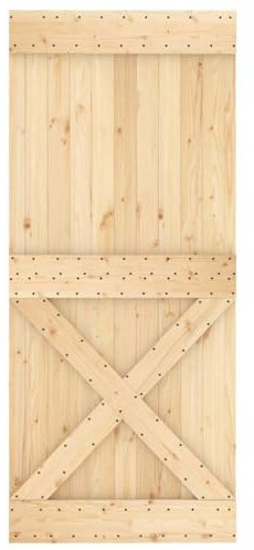 Puerta Narvik 90 x 210 cm pino de madera maciza, espacio que respeta la puerta del granero para dormitorio, cocina, garaje con grano simple y aspecto rústico