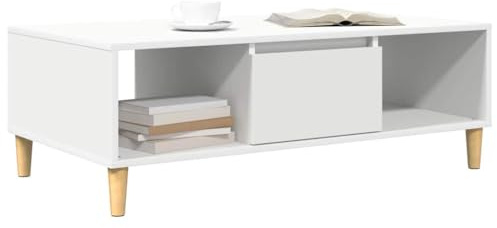 vidaXL Coffee Table White 102 x 55 x 35 cm Engineered Wood, Living Room, Modern, Durable Coffee Tables, Accent Furniture, Minimalist, Engineered, Chic