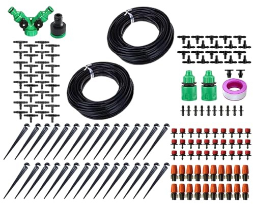 Celuicion Bewässerungs-Set für Tropfbewässerung, verstellbar, 30 Meter, automatisch, 360 Grad drehbar, für Garten, Terrasse, Bäume, Landschaft, Hof, Gewächshaus