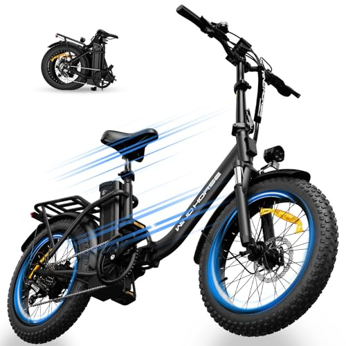 WINDHORSE 20 Foldable Electric Bike, 983W Peak Motor, 20MPH, 55–70 Miles, 48V 748.8Wh Removable UL Battery, Front Suspension, Fat Tire E-Bike for Commuting, Beach, All -Terrain | Adults & Teens