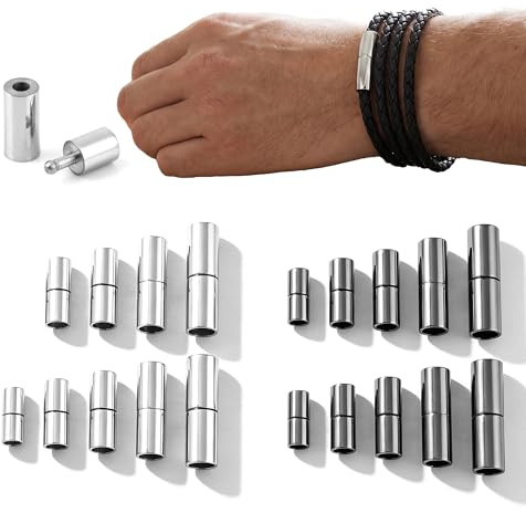 Ousuwo 20 Stück Leder-Endkappen und Armband-Verschlüsse, Kupferrohr-Endverschlüsse für DIY-Schmuck, Lederband (2/2,5/3/4/5 mm)