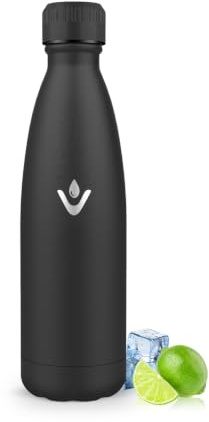 Gourde Mulbijeo Acier Inoxydable, Gourde Isotherme 500ML sans BPA, Gourde Sport, Gourde Anti-Fuites Adaptée Boissons Gazeuses, Gourde Isotherme Fitness Randonnée, Noir