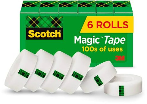 Scotch Magic Tape, Standardbreite, entwickelt für Büro und Zuhause, mattes Finish, 3/4 x 1296 Zoll, verpackt, 6 Rollen (810-6 Stück)