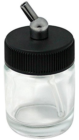 Wiltec Gobelet à Peinture Airbrush – en Verre – avec Couvercle et Tube Plongeur – 22 cm³ – Godet aérographe Variante 2