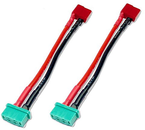 VUNIVERSUM 2X Stück Premium Adapter MPX 6P 6 Pin Stecker Female Buchse auf T-Dean Female Goldstecker Verpolsicher 10cm 14AWG Kabel für Lipo Akku Adapterkabel von Mr.Stecker Modellbau®