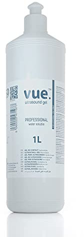 Vue Ultrasound Gel - 250ml / 1L / 5L Bottle of Clear Conductive High Viscosity Transmission Gel for Ultrasound and Doppler Machines and Monitors (1L - Pack of 1)