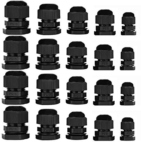 20pcs Cable Gland Waterproof Adjustable 3-13mm Cable Connectors PG7 PG9 PG11 PG13.5 PG16 Plastic Cable Gland Joints Wire Protectors