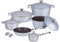 HAUSSMANN heritage® 15pièces Batterie de Cuisine,Haute qualités Revêtement façon Pierre- sans PFOA- poignée Amovible－Tous Feux Dont Induction adapté au Four (Gris, 15pièces)