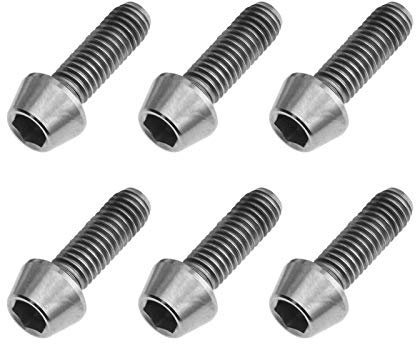 The Lord of The Tools 6 Stück M5 x 15 mm Titanschrauben, Innensechskant, konischer Kopf, Ti-6Al-4 V, Titanlegierung, Schraube, Fahrradvorbauteile für Mountainbike, silberfarben