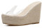 Femmes Mules compensées Surface Transparente Peep-Toe Slip-on Sandales concises Semelle en Corde Plateforme antidérapante Espadrilles Pantoufles
