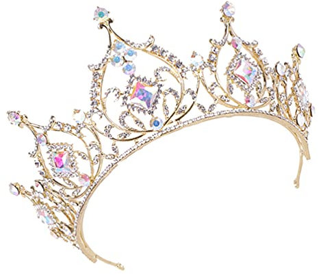 Lurrose Barock Braut Crown Königin Rot Goldene Legierung Kristall AB Strass Vintage Prinzessin Crown Braut Tiara Krone für Hochzeit